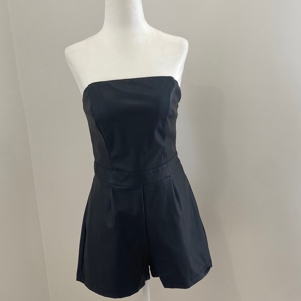 Express Black Strapless Dress Faux leather